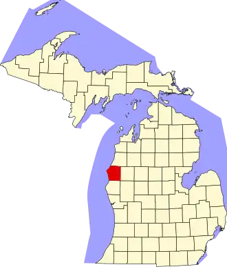 State map highlighting Mason County