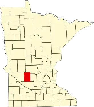 Map of Minnesota highlighting Kandiyohi County