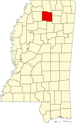 Map of Mississippi highlighting Lafayette County