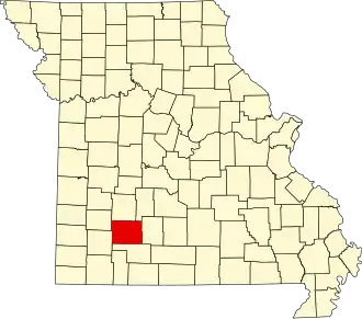 A state map highlighting Greene County in the southwestern part of the state.