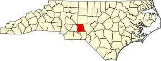 Map of North Carolina highlighting Montgomery County