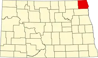 State map highlighting Pembina County