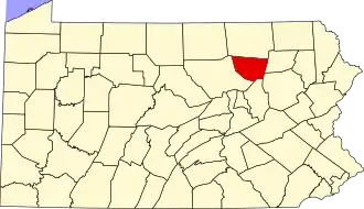 Map of Pennsylvania highlighting Sullivan County