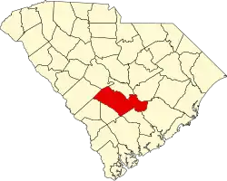 Map of South Carolina highlighting Orangeburg County