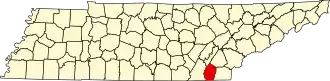 State map highlighting Bradley County