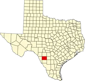 State map highlighting Zavala County