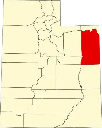 Map of Utah highlighting Uintah County