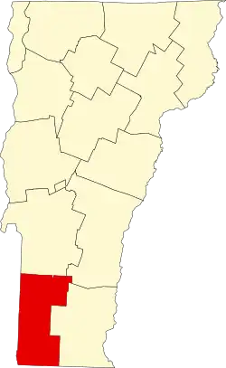 Map of Vermont highlighting Bennington County