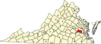 Map of Virginia highlighting Charles City County