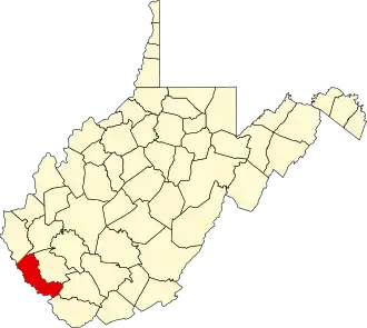 Map of West Virginia highlighting Mingo County