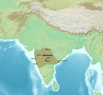 Map of the Bahmani Sultanate (Peak)