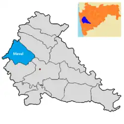 Location of Mawal in Pune district in Maharashtra