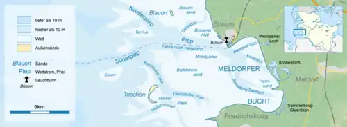 Map depicting location of Tertius in Meldorf Bay