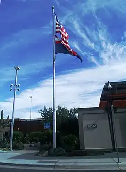 The Base Flagpole, built in December 1941, is significant for its symbolic and traditional association with the origins and history of Williams Air Force Base (now Mesa Gateway Airport). The pole was erected by the Del E. Webb Construction Company. Listed in the National Register of Historic Places – 1995 Reference 95000744.