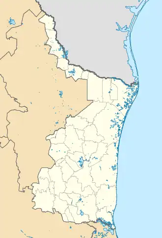 Map showing the location of Laguna Madre