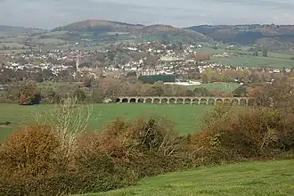 The disused viaduct outside Monmouth, used by the Wye Valley Railway and Coleford Railway, in 2007