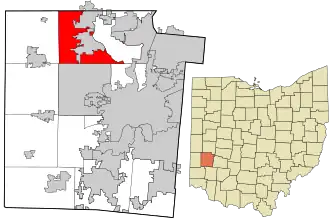 Location in Montgomery County and the state of Ohio.