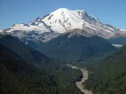 White River, Goat Island Mountain, and Mt. Rainier from the east