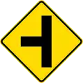 Uncontrolled side road junction on left