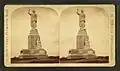 Circa 1888 view of unfinished National Monument to the Forefathers, showing Conrads's Morality seated figure and his Embarkation plaque below it.