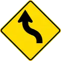 Reverse curve less than 60 degrees, to left