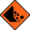 Falling rocks or debris on left