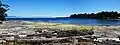 Newcastle Island looking towards the Georgia Strait/Salish sea, with lower mainland coastal mountains in the background