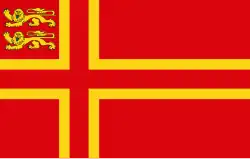 The flag of Falaise, birthplace of William the Conqueror.