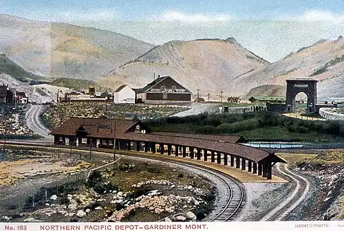 Northern Pacific train station at Gardiner, Montana
