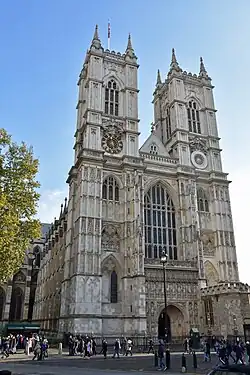 A white church with two towers