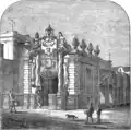 Salto de Agua Fountain (ending the Aqueduct), painting of 1870 by Albert S. Evans.[18]