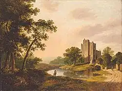 Landscape with a view of Drimnagh Castle, 1821, Oil on canvas, 17½ x 23½ in, 44.4 x 59.7&nbsp;cm.