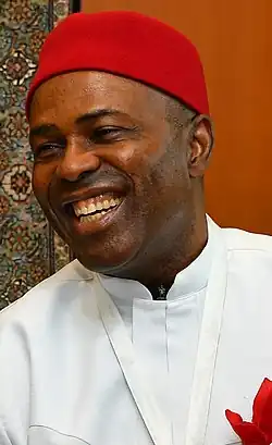 Ogbonnaya Onu in a traditional Igbo cap