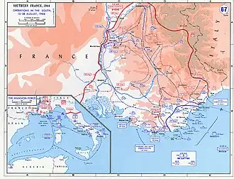 Tactical map of Operation Dragoon