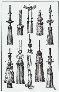 Illustration of various tassels, from A Handbook of Ornament, by Franz Sales Meyer