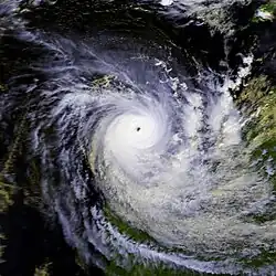 Satellite image of Cyclone Orson near peak intensity