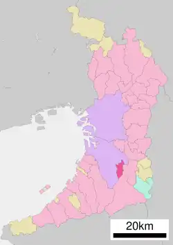 Location of Ōsakasayama in Osaka Prefecture