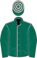 Dark green, pink seams on body, hooped cap