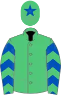 Emerald Green, Royal Blue chevrons on sleeves, Emerald Green cap, Royal Blue star
