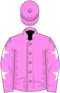 Pink, pink sleeves, white stars, pink cap