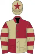 Maroon and beige (quartered), hooped sleeves, beige cap, maroon star