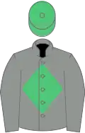 Grey, emerald green diamond and cap