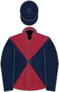 Maroon, dark blue diabolo, dark blue sleeves and cap