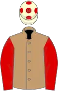 Brown, red sleeves, beige cap, red star