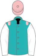 Green, pink epaulets, white sleeves, pink cap
