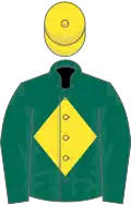 Dark green, yellow diamond, yellow cap