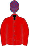 Red, red and royal blue check cap