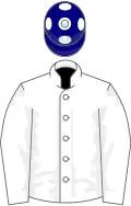 White, navy blue cap, white spots
