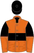 Orange, black hoop, halved sleeves, black capp