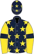 Dark blue, yellow stars, yellow sleeves, dark blue armlets